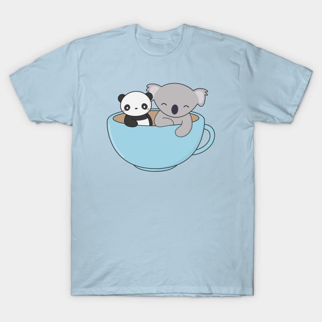 Kawaii Cute Koala and Panda T-Shirt by wordsberry